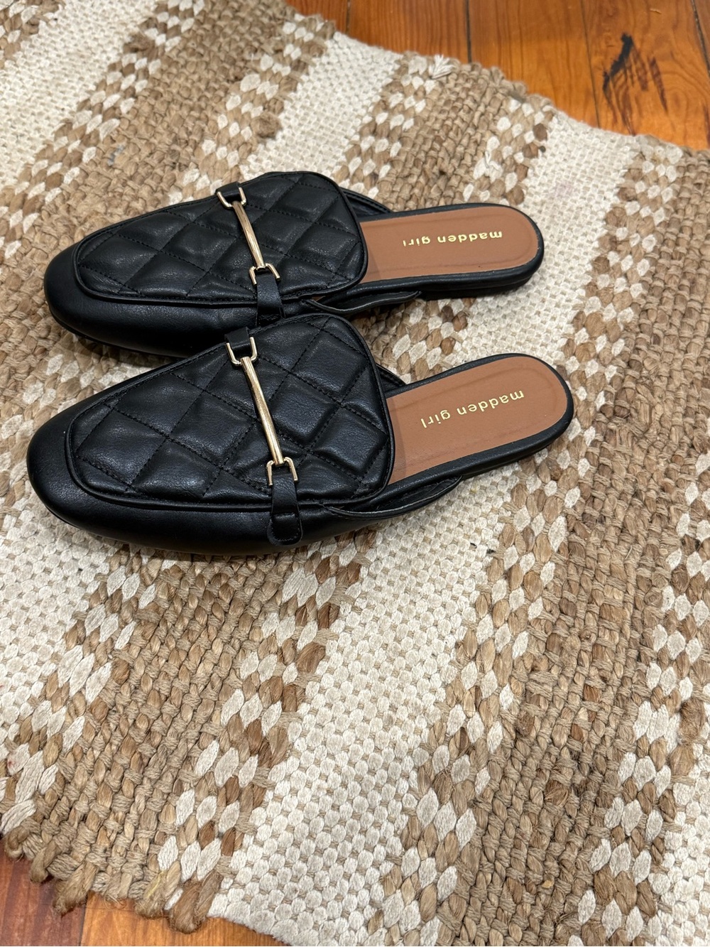 Madden Girl Quilted Black Slip-On Mules